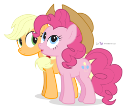 Size: 960x820 | Tagged: safe, artist:dm29, applejack, pinkie pie, g4, pinkie apple pie, accessory swap, duo, simple background, transparent background