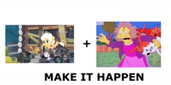 Size: 1587x796 | Tagged: safe, goldie delicious, siamese cat, g4, my little pony: friendship is magic, pinkie apple pie, crazy cat lady, exploitable meme, make it happen, male, meme, the simpsons