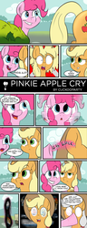 Size: 806x2089 | Tagged: dead source, safe, artist:cuckooparty, applejack, pinkie pie, rainbow dash, bronycon, derpibooru, equestria daily, equestria girls, g4, pinkie apple pie, /mlp/, blue screen of death, comic, doll, fimfiction, fourth wall, frown, hilarious in hindsight, meta, mind break, nervous, rule 34, scared, smiling, tumblr, unamused, wide eyes