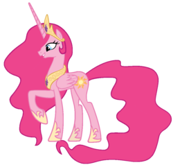 Size: 900x855 | Tagged: safe, artist:blah23z, pinkie pie, princess celestia, alicorn, pony, g4, concave belly, female, fusion, mare, pinkiecorn, race swap, raised hoof, recolor, simple background, slender, solo, thin, transparent background, vector, xk-class end-of-the-world scenario