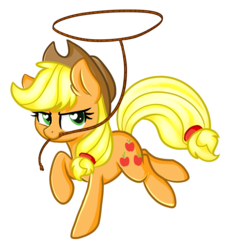 Size: 2766x3002 | Tagged: safe, artist:shyshyoctavia, applejack, earth pony, pony, g4, female, heart, heart eyes, mare, mouth hold, rope, simple background, solo, transparent background, wingding eyes