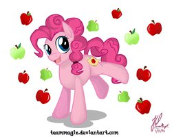 Size: 1024x819 | Tagged: safe, artist:teammagix, pinkie pie, g4, pinkie apple pie, apple, cutie mark, fake cutie mark, female, solo