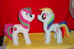 Size: 1508x1010 | Tagged: safe, artist:fabulousmoustache, blossomforth, rainbow dash, g4, irl, photo, plushie