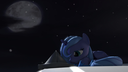 Size: 1920x1080 | Tagged: safe, artist:drdicksamazingstick, princess luna, g4, 3d, female, moon, night, sad, solo, source filmmaker