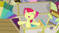 Size: 1920x1080 | Tagged: safe, screencap, apple bloom, g4, pinkie apple pie, female, hub logo, solo