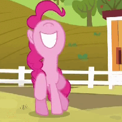 Size: 400x400 | Tagged: safe, screencap, pinkie pie, earth pony, pony, g4, pinkie apple pie, season 4, animated, female, grin, loop, mare, smiling, solo