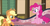 Size: 1152x608 | Tagged: safe, edit, edited screencap, screencap, applejack, pinkie pie, earth pony, pony, g4, my little pony: friendship is magic, pinkie apple pie, caption, couch, female, lesbian, mare, meme, ship:applepie, shipping, text, youtube caption