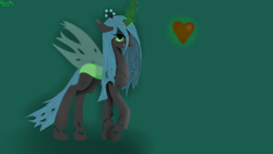Size: 1920x1080 | Tagged: safe, artist:mrs-ponylicious, queen chrysalis, changeling, changeling queen, g4, crown, cute, cutealis, female, heart, jewelry, love, regalia, solo