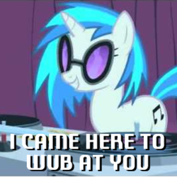 Size: 271x271 | Tagged: safe, dj pon-3, vinyl scratch, g4, female, gundam, image macro, solo, wub