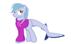 Size: 2560x1600 | Tagged: safe, oc, oc only, oc:hatii, original species, shark, shark pony, blank flank, clothes, hoodie, solo