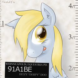 Size: 1000x1000 | Tagged: safe, artist:redfoxjake, derpy hooves, pegasus, pony, g4, :p, female, hair over one eye, looking at you, mare, mugshot, smiling, solo, tongue out