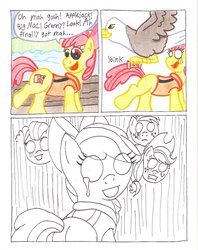 Size: 795x1004 | Tagged: safe, artist:the1king, apple bloom, applejack, big macintosh, granny smith, that friggen eagle, bald eagle, eagle, earth pony, pony, g4, pinkie apple pie, apple bloom's cutie mark, comic, crying, female, filly, male, map, meme, stallion