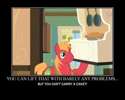 Size: 750x600 | Tagged: safe, edit, edited screencap, screencap, big macintosh, earth pony, pony, g4, pinkie apple pie, demotivational poster, male, meme, solo, stallion