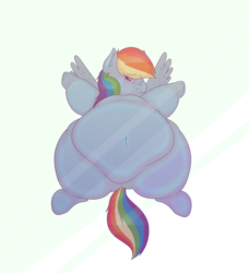 Size: 1322x1451 | Tagged: safe, artist:secretgoombaman12345, rainbow dash, pony, ask chubby diamond, g4, against glass, belly, belly button, fat, female, morbidly obese, obese, rainblob dash, solo