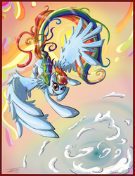 Size: 2000x2600 | Tagged: safe, artist:pimander1446, rainbow dash, g4, cloud, cloudy, expression, female, solo, tail