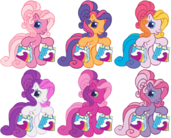 Size: 1482x1194 | Tagged: safe, artist:colossalstinker, cheerilee (g3), pinkie pie (g3), rainbow dash (g3), scootaloo (g3), starsong, sweetie belle (g3), toola-roola, g3, g3.5, recolor