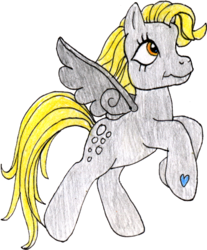 Size: 858x1034 | Tagged: safe, artist:colossalstinker, derpy hooves, pegasus, pony, g3, g4, cute, derpabetes, female, g4 to g3, generation leap, mare, solo, traditional art