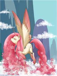 Size: 900x1199 | Tagged: safe, artist:buneppu, oc, oc only, oc:cherry blossom, alicorn, pony, alicorn oc, race swap, solo