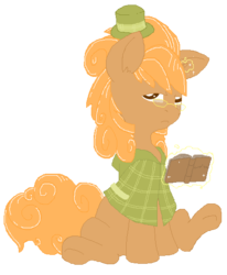 Size: 463x562 | Tagged: safe, artist:princessamity, oc, oc only, pony, unicorn, aura, book, clothes, glasses, hat, looking at you, magic, pixel art, shawl, simple background, sitting, solo, sparkles, unamused
