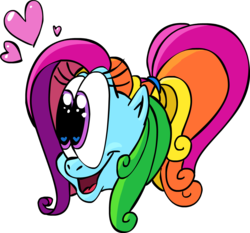 Size: 1200x1119 | Tagged: safe, artist:colossalstinker, rainbow dash (g3), earth pony, pony, g3, g3.5, female, heart, heart eyes, mare, simple background, solo, transparent background, wingding eyes