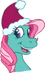 Size: 739x1200 | Tagged: safe, artist:colossalstinker, minty, earth pony, pony, g3, christmas, female, hat, holiday, mare, santa hat, simple background, solo, transparent background