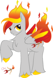 Size: 442x650 | Tagged: safe, artist:waterlillyhearts, oc, oc only, pegasus, pony, fire, solo