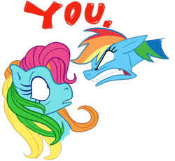 Size: 1600x1472 | Tagged: safe, artist:colossalstinker, rainbow dash, rainbow dash (g3), earth pony, pegasus, pony, g3, g4, duo, duo female, female, mare, simple background, transparent background