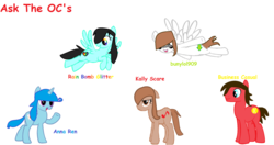 Size: 2496x1320 | Tagged: safe, oc, oc only, oc:anna ren, oc:bunylol909, oc:business casual, oc:kally scare, oc:rain bomb glitter, earth pony, pegasus, pony, unicorn, female, flying, frown, glasses, male, mare, open mouth, raised hoof, simple background, smiling, spread wings, stallion, white background, wings
