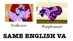 Size: 720x406 | Tagged: safe, twilight sparkle, alicorn, pony, unicorn, g4, anti-humor, big crown thingy, captain obvious, drama, element of magic, exploitable meme, female, horn, mare, meme, mind blown, nickname, no shit sherlock, open mouth, purple smart, same voice actor, tara strong, teeth, twilight sparkle (alicorn), twimobile, wings