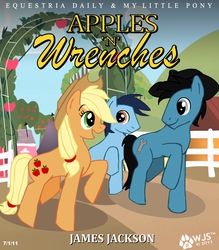 Size: 795x908 | Tagged: safe, artist:wolfjedisamuel, applejack, oc, g4, canon x oc, female, male, shipping, straight, sweet apple acres, trotting