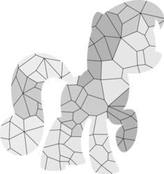 Size: 2000x2115 | Tagged: safe, artist:parclytaxel, oc, oc only, crystal pony, pony, silhouette, solo, voronoi diagram