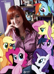 Size: 376x520 | Tagged: safe, artist:wolfjedisamuel, applejack, fluttershy, pinkie pie, rainbow dash, rarity, twilight sparkle, g4, lauren faust, mane six, the dong