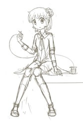 Size: 346x519 | Tagged: artist needed, source needed, safe, coco pommel, human, g4, female, humanized, monochrome, sketch, solo