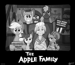 Size: 1383x1195 | Tagged: safe, artist:wolfjedisamuel, apple bloom, applejack, babs seed, big macintosh, braeburn, granny smith, earth pony, pony, g4, male, stallion, the addams family