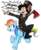 Size: 1594x1933 | Tagged: safe, artist:wolfjedisamuel, rainbow dash, oc, pegasus, pony, g4, axe, female, furry, mad (tv series), mad hatter, mad magazine, mare, rainbow dash and bernstein, riding, saddle, simple background, transparent background