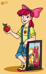 Size: 684x1095 | Tagged: safe, artist:wolfjedisamuel, apple bloom, applejack, big macintosh, human, g4, humanized, light skin