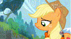Size: 520x292 | Tagged: safe, edit, edited edit, edited screencap, screencap, applejack, pinkie pie, earth pony, pony, g4, pinkie apple pie, animated, boop, caption, duo, eye contact, female, frown, hub logo, incest, kiss edit, kiss on the lips, kissing, lesbian, mare, nose wrinkle, noseboop, ship:applepie, shipping, surprise kiss, wide eyes