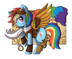 Size: 1169x960 | Tagged: safe, artist:pawbit, rainbow dash, g4, amputee, augmented, female, prosthetic limb, prosthetic wing, prosthetics, simple background, solo, steampunk, transparent background