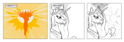 Size: 2020x684 | Tagged: safe, artist:ah-darnit, princess celestia, g4, cigarette, comic, dialogue, female, older, raising the sun, solo, sun