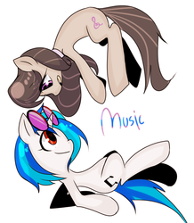 Size: 1259x1444 | Tagged: safe, artist:lessue, dj pon-3, octavia melody, vinyl scratch, g4, female, lesbian, pixiv, ship:scratchtavia, shipping