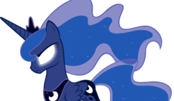 Size: 1024x595 | Tagged: safe, artist:princelunar, princess luna, g4, female, glowing eyes, simple background, solo, transparent background, vector