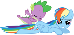 Size: 1172x558 | Tagged: safe, artist:poniiandii, rainbow dash, spike, dragon, pegasus, pony, g4, butt kiss, female, kissing, male, mare, ship:rainbowspike, shipping, show accurate, simple background, straight, transparent background, vector