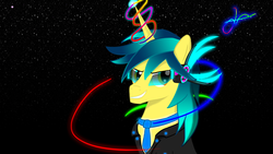 Size: 3840x2160 | Tagged: safe, artist:mystic-l1ght, oc, oc only, pony, unicorn, glasses, solo, space