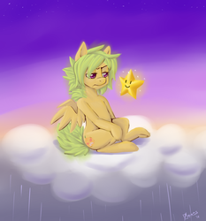 Size: 1280x1376 | Tagged: safe, artist:0nions, oc, oc only, pegasus, pony, cloud, solo, stars