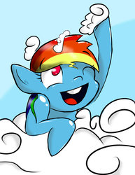 Size: 1024x1325 | Tagged: safe, artist:myieek, rainbow dash, g4, cloud swimming, female, solo