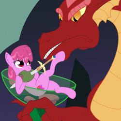 Size: 900x900 | Tagged: safe, artist:philith, basil, berry punch, berryshine, dragon, g4, cocktail, sword