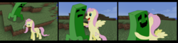 Size: 2775x675 | Tagged: safe, artist:philith, fluttershy, g4, comic, creeper, minecraft