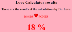 Size: 555x252 | Tagged: safe, barely pony related, love calculator, pink background, simple background