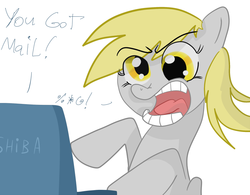 Size: 777x606 | Tagged: safe, artist:klondike, derpy hooves, pegasus, pony, g4, computer, female, laptop computer, mare, solo