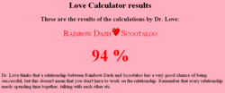 Size: 869x362 | Tagged: safe, rainbow dash, scootaloo, g4, female, lesbian, love calculator, ship:scootadash, shipping